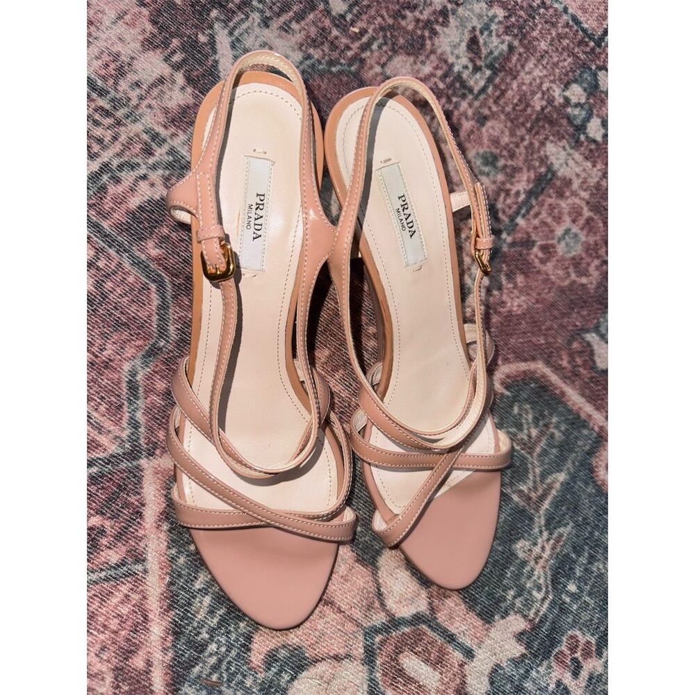 Prada Pink Strappy Wedge Sandals - Picture 4 of 11